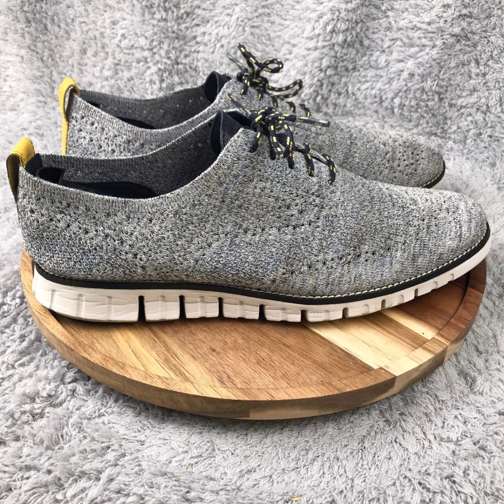 Cole Haan ZeroGrand Stitchlite Wingtip Oxford Mens 11M Gray Knit Sneakers C29226